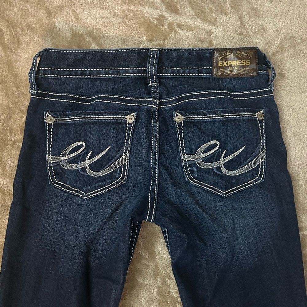 Express Stella Low rise Legging Jeans 0R Dark Wash Stretch - Picture 10 of 11